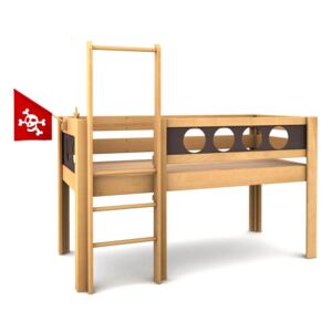 DeBreuyn Dětská dřevěná postel DeBreyun Deluxe Mid-High Pirate hnědá