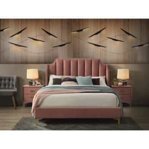 Čalouněná postel MONAKO VELVET 160x200 cm růžová Matrace: bez matrace