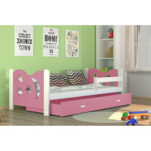 Dětská postel MICKEY color + matrace + rošt ZDARMA, 160x80, bílá/růžová