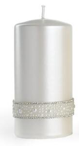 Mondex Svíčka Crystal Opal 18 cm bílá