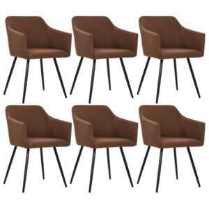 Jídelní židle 6 ks hnědé textilní čalounění