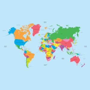 Fototapeta GLIX - Political World Map + lepidlo ZDARMA Papírová tapeta - 254x184 cm