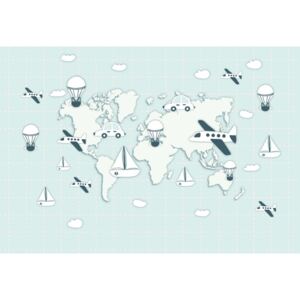Fototapeta GLIX - World Map Travel + lepidlo ZDARMA Papírová tapeta - 254x184 cm