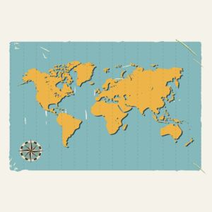 Fototapeta GLIX - World Map Retro + lepidlo ZDARMA Papírová tapeta - 368x254 cm