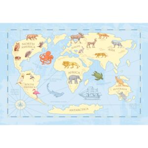 Fototapeta GLIX - Kids Classic World Map + lepidlo ZDARMA Papírová tapeta - 254x184 cm