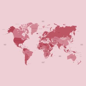 Fototapeta GLIX - Political World Map Red + lepidlo ZDARMA Papírová tapeta - 254x184 cm