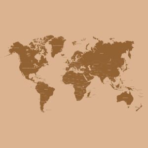 Fototapeta GLIX - Modern World Map Sepia + lepidlo ZDARMA Papírová tapeta - 254x184 cm