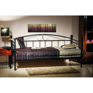 Kovová postel KARANA + rošt, 90x200, černá