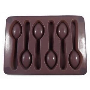 Forma silikonová na led/čokoládu,tvar lžička,šedo-hnědá