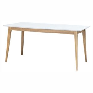 Jídelní stůl rozkládací - CESAR, 160x80 cm, bílá/dub