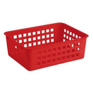 Košík stohovatelný, plast, červený