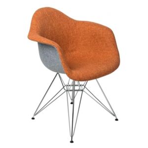 Designová židle DAR čalouněná, oranžová/šedá