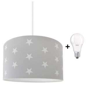 Lampdar LED Dětský lustr STARS GREY 1xE27/9W/230V LEDSA0303