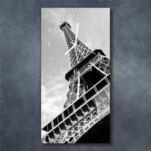 E-shop24, 60x30 cm, Hnn45644627 Nástěnné hodiny obrazové na skle - Eiffelova věž