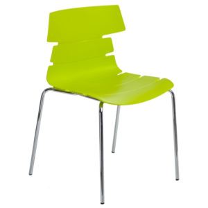 Jídelní plastová židle v zelené barvě na kovové podnoži DO049
