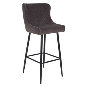 Nordic Living Šedá sametová barová židle Leonie 75 cm