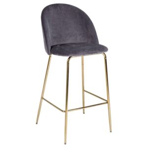 Šedá sametová barová židle Bizzotto Carry 105 cm