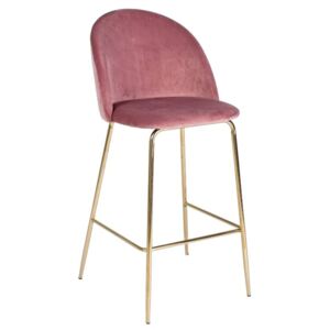 Růžová sametová barová židle Bizzotto Carry 105 cm