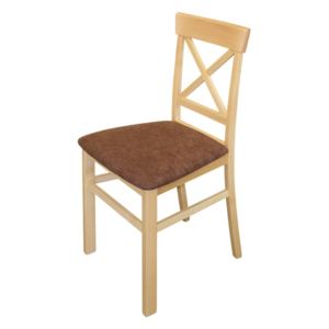 Jídelní dřevěná židle WALI — masiv buk, hnědý potah