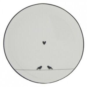 Dezertní talíř LITTLE LOVE BIRDS, černá, 16 cm Bastion Collections RJ-CAKE-010-BL