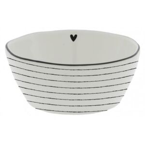 Bastion Collections Keramická miska with heart/stripes in Black 80 ml