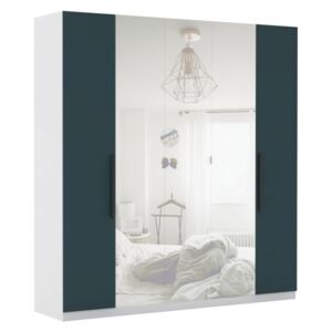 Šatní skříň se zrcadlem Merlot 5D, Barva: bílá + antracit + zrcadlo, Typ vnitřní: C5, Držáky: černý