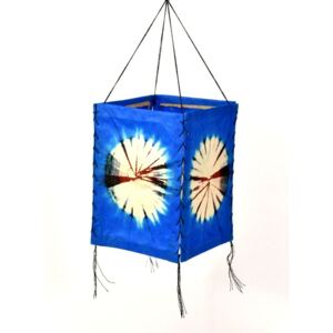 Stínidlo, modré, čtyřboké, batika kruh, barvený rýžový papír, 18x26cm