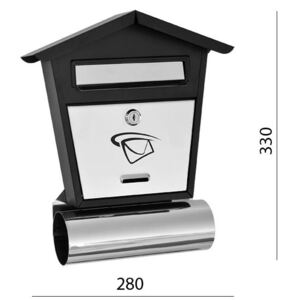 Schránka poštovní (280x330x75mm) nerez / černá, max. formát listu: B6, le