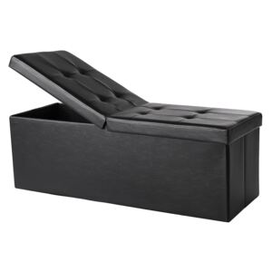 Čalouněná lavice s úložným prostorem a sklopným víkem 110 x 38 x 38 cm | černá