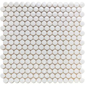 FIN Obklad keramická bílá Mozaika KOLEČKA Bílá Lesk kolečka prům. 1,9 (31,5x31) cm - LVKN100