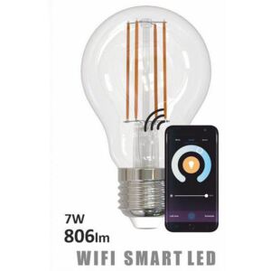 Inteligentní LED filamentová žárovka SMART TUYA, E27, A60, 7W, 2700-6500K, 806lm, WIFI
