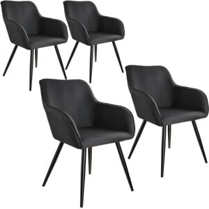 Tectake 404083 4 židle marilyn v lněném vzhledu - černá