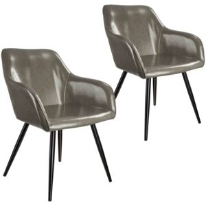 Tectake 404114 2 židle z umělé kůže marilyn - tmavě šedá-černá