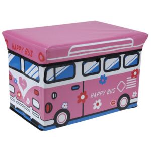 Home collection Skládací box / taburet pro děti 49x31x31 cm - Růžový autobus