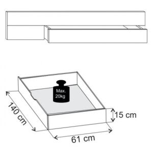 Padua - ÚP pro postel 180x200 cm (dub balken/alpská bílá)
