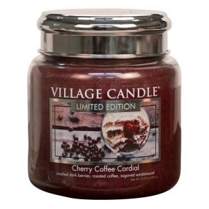 Village Candle Vonná svíčka ve skle, Třešňovo kávový Likér - Cherry Coffee Cordial, 16oz