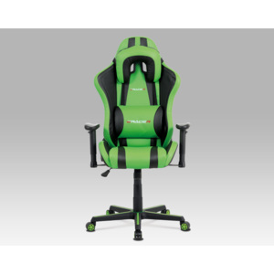 Herní židle na kolečkách ERACER V609 – zelená/černá, PU kůže, nosnost 130 kg
