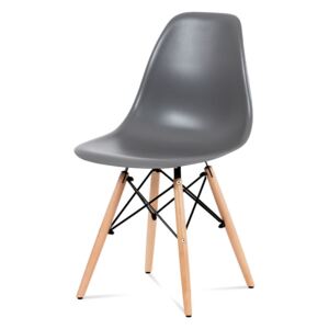 Autronic - Jídelní židle, plast šedý / masiv buk / kov černý - CT-758 GREY