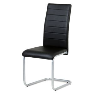 Autronic - Jídelní židle, koženka černá / šedý lak - DCL-102 BK