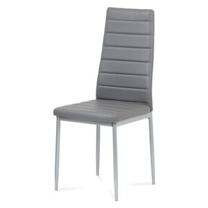 Autronic - Jídelní židle, koženka tm. šedá / šedý lak - DCL-117 GREY