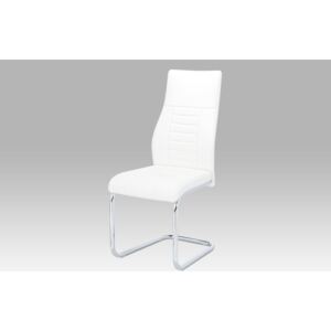 Autronic - Jídelní židle, bílá koženka / chrom - HC-955 WT