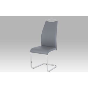 Autronic - Jídelní židle šedá koženka / chrom - HC-981 GREY