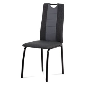 Autronic - Jídelní židle, látka antracit + šedá ekokůže, kov matná černá - DCL-399 GREY