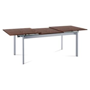 Autronic - Jídelní stůl rozkl. 160+72x85x76 cm, alu / dýha ořech - WD-5864 AWAL