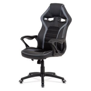 Autronic - Kancelářská židle, černá ekokůže + šedá látka MESH, černý plastový kříž, houpací mechanismus - KA-G406 GREY