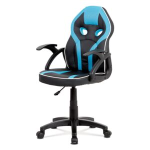 Autronic - Kancelářská židle, černá ekokůže+modrá MESH, výškově nast, plast kříž - KA-N664 BLUE