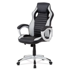 Autronic - Kancelářská židle, šedá-černá ekokůže, houpací mech, kříž plast stříbrný - KA-V507 GREY