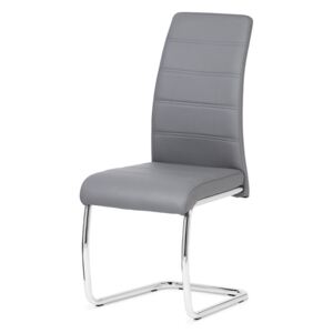 Autronic - Jídelní židle chrom / koženka šedá - DCL-407 GREY