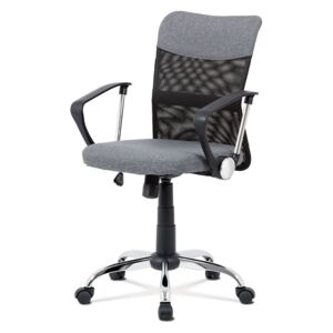 Autronic - Kancelářská židle, šedá látka, černá MESH, houpací mech, kříž chrom - KA-V202 GREY