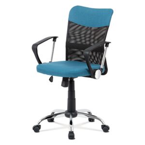 Autronic - Kancelářská židle, modrá látka, černá MESH, houpací mech, kříž chrom - KA-V202 BLUE